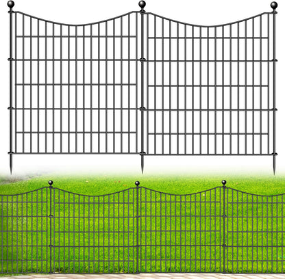 5 Panels No Dig Dog Fence Outdoor for Yard, 32 in(H) X 12 ft(L) Decorative Tall Garden Fence Animal