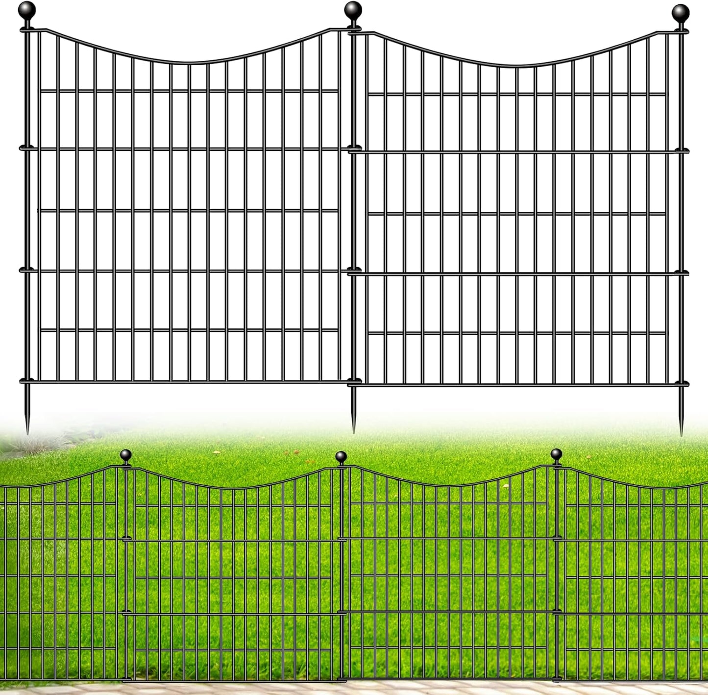 10 Panels No Dig Dog Fence Outdoor for Yard, 32 in(H) X 23.6 ft(L) Decorative Tall Garden Fence