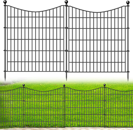 10 Panels No Dig Dog Fence Outdoor for Yard, 32 in(H) X 23.6 ft(L) Decorative Tall Garden Fence