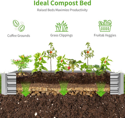 Land Guard 2 Pack 6×3×1ft Galvanized Metal Raised Garden Bed, Metal Planter Kit Box Outdoor for