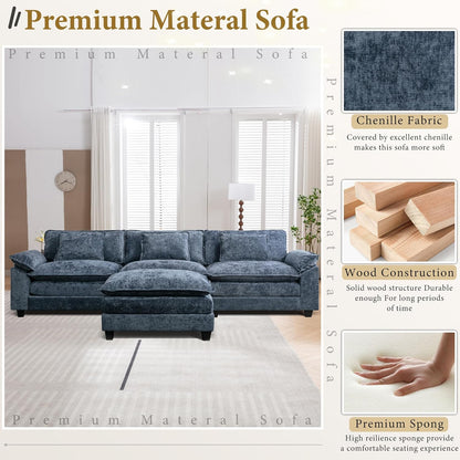 URRED Modular Sectional Sofa Comfy Cloud Couch, Modern Chenille Sofa Sleeper Deep Seat Couches with