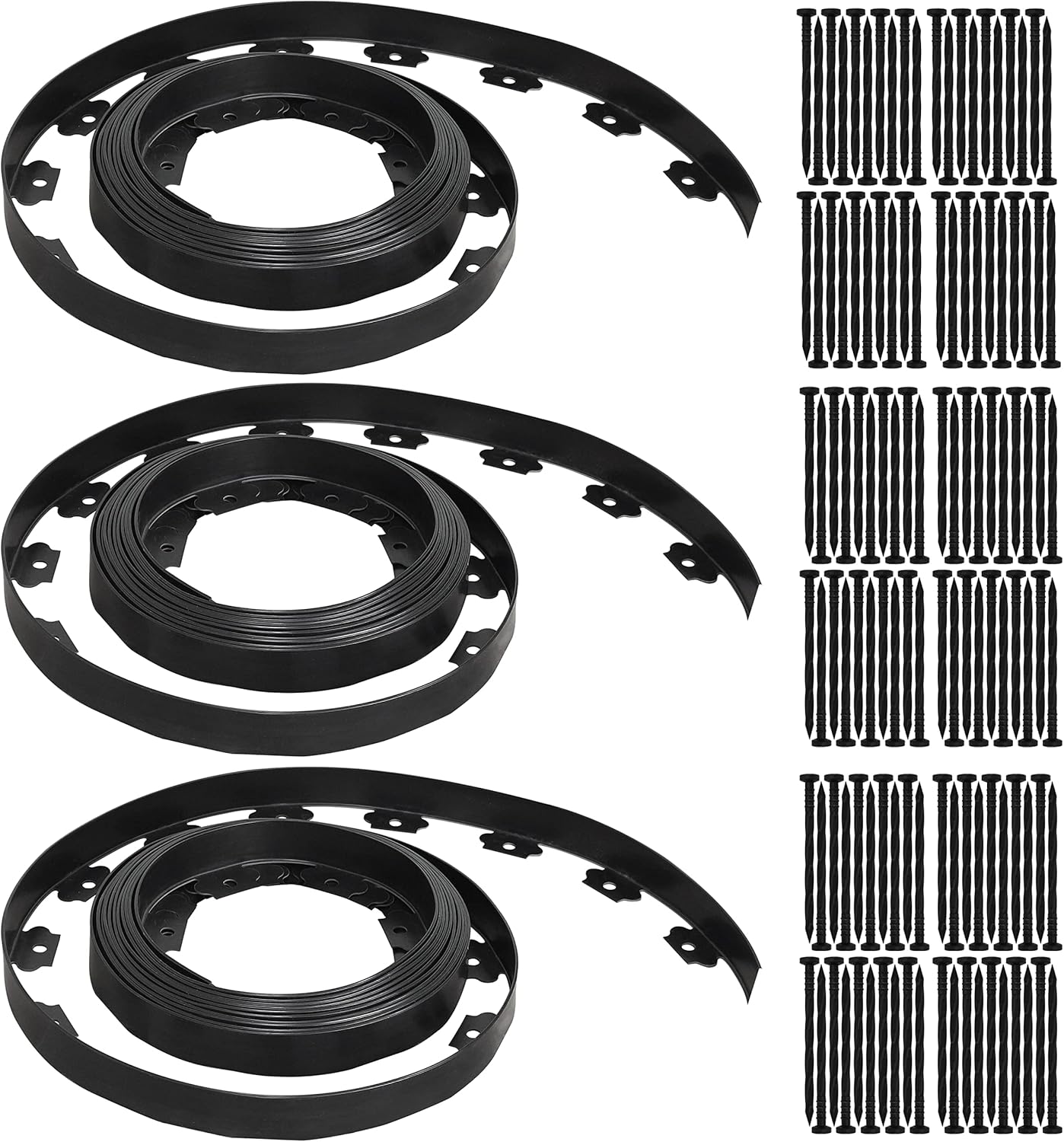 Gardzen 1.5" x 100' Landscape Edging Kit, Garden Edging Coil Comes with 120 Pcs Spikes, No Dig Lawn