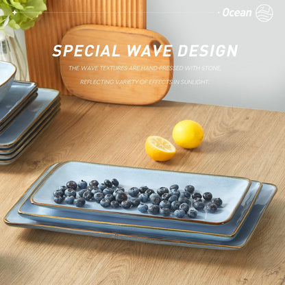famiware Serving Platter, Rectangular 15.67/14.1/12.6inch Serving Dishes for Entertaining, Reactive
