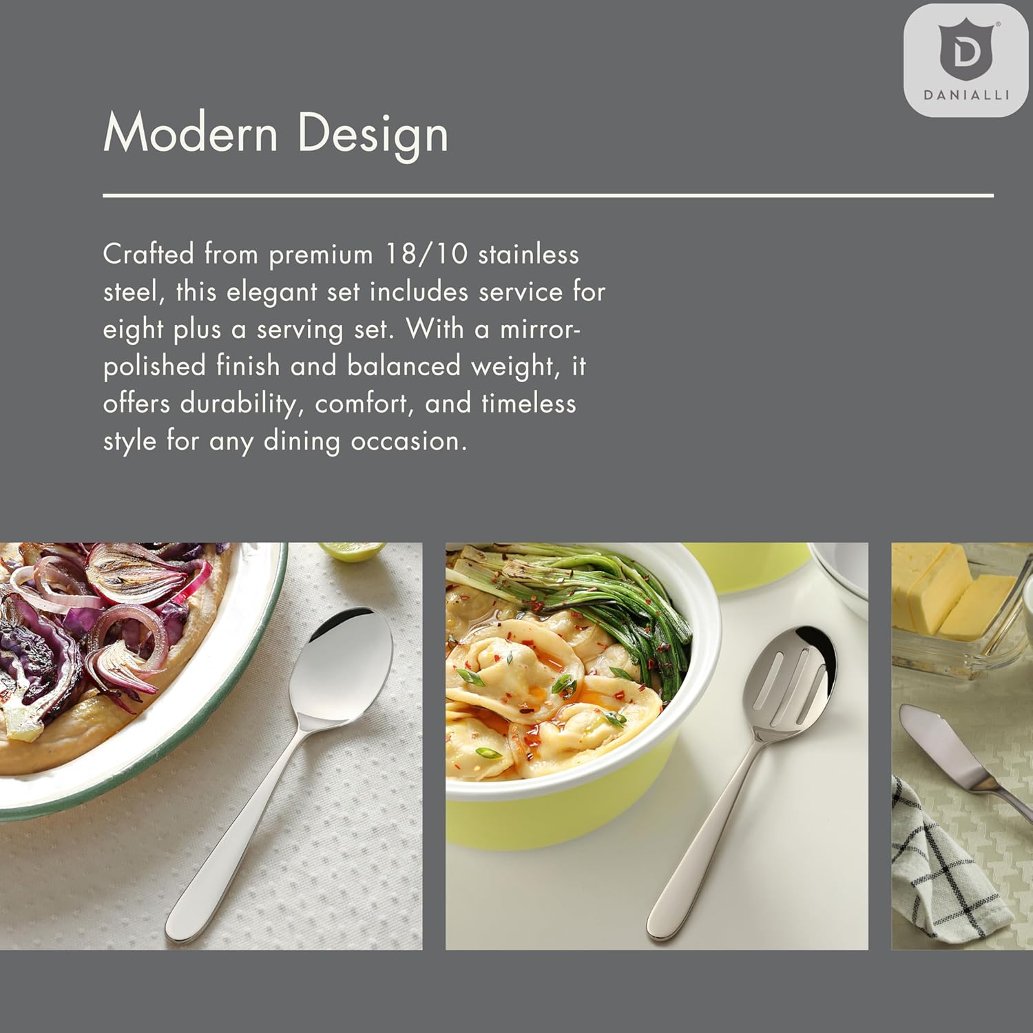 Silverware Set for 8 with Serving Utensils, 18/10 Stainless Steel Flatware, Mirror Finish