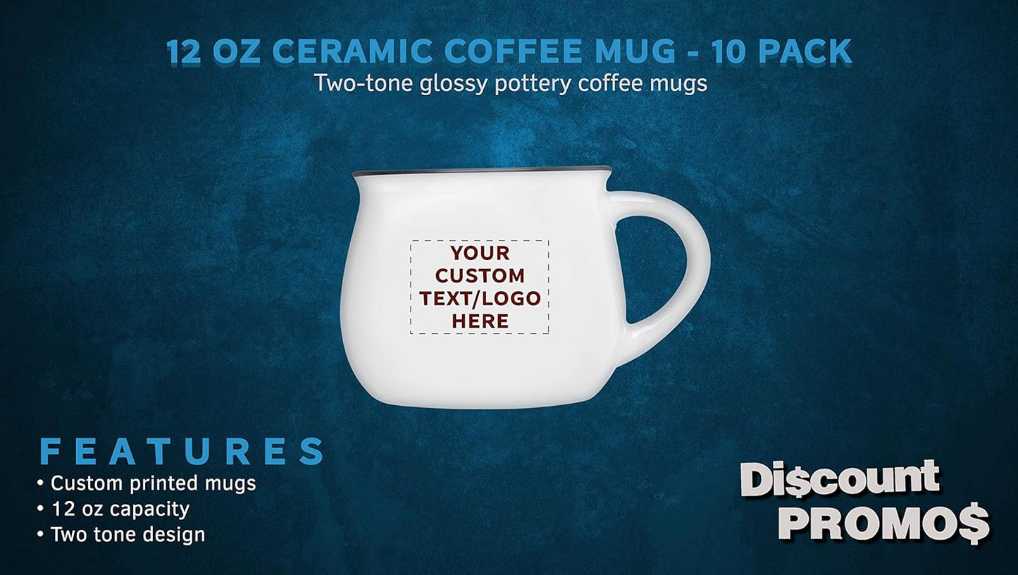 Custom Glazed Campfire Coffee Mugs 12 oz. Set of 10, Personalized Bulk Pack - Perfect for Coffee