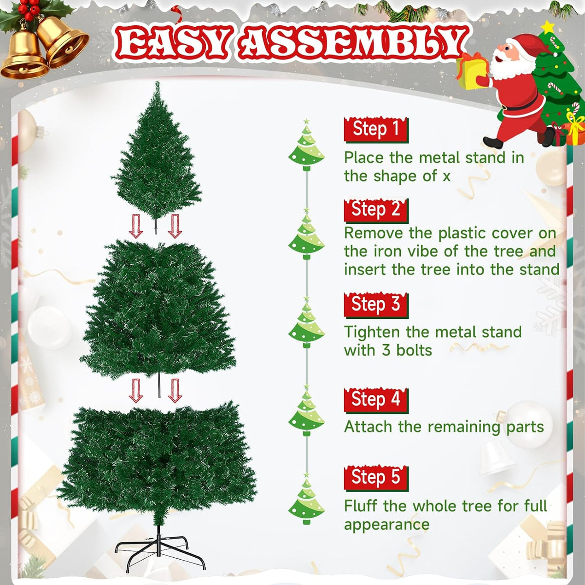 LEVELEVE Premium 6FT Artificial Holiday Christmas Tree w/800 Branch Tips,250 LED Lights for