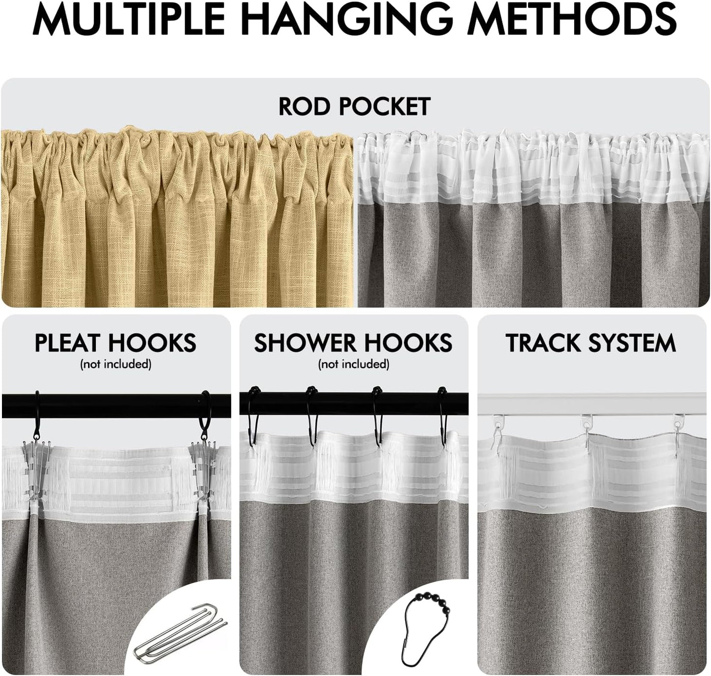 MIULEE Yellow 100% Blackout Linen Curtains 90 Inch 2 Panels Set Double Sided No Coating Pleated