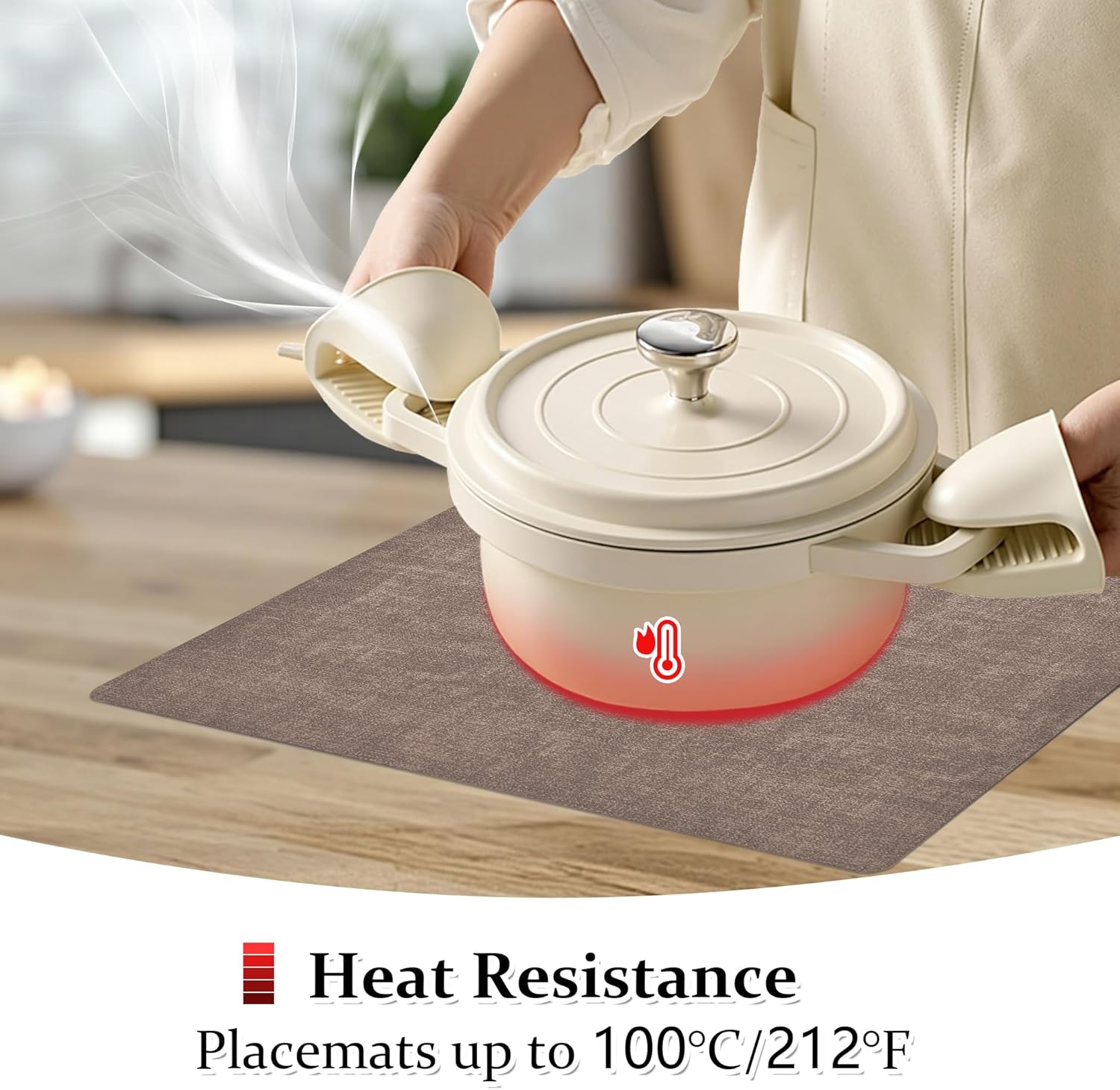 FROMHEART Faux Leather Placemats Set of 12–Waterproof,Heat/Oil Stain-Resistant PU Table