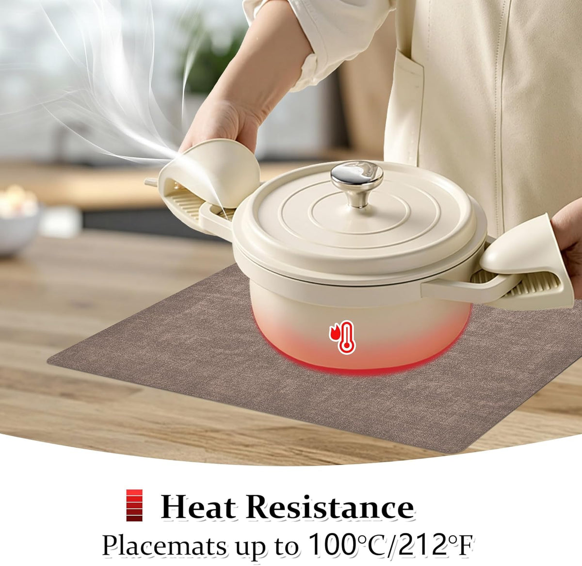 FROMHEART Faux Leather Placemats Set of 6–Waterproof,Heat/Oil Stain-Resistant PU Table