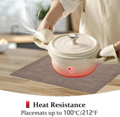 FROMHEART Faux Leather Placemats Set of 6–Waterproof,Heat/Oil Stain-Resistant PU Table