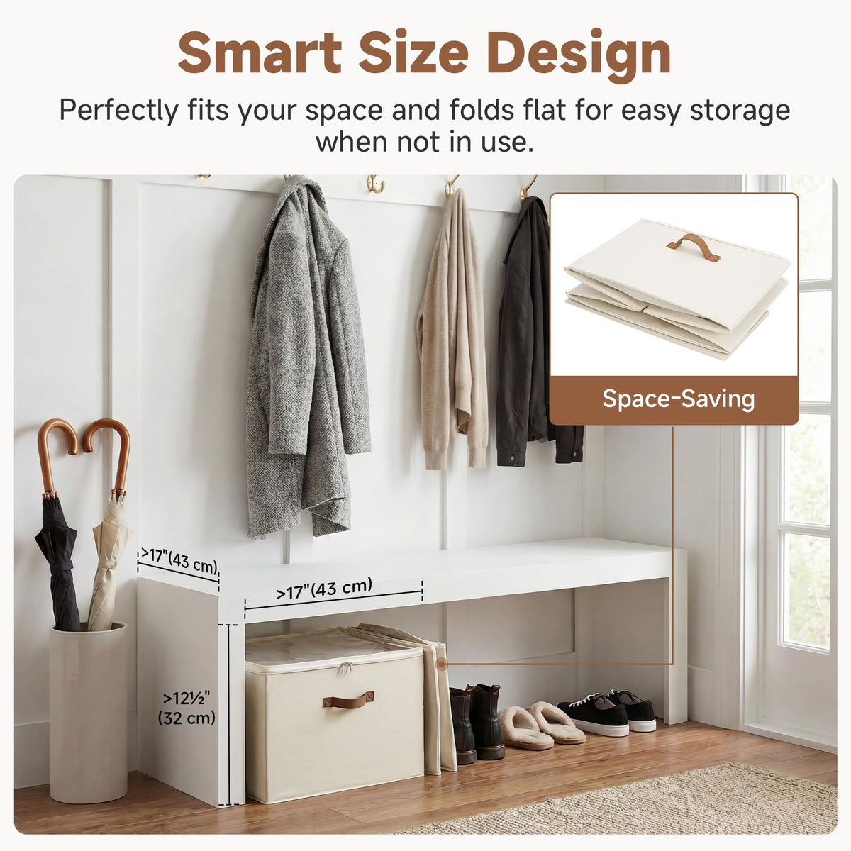 StorageWorks 16-Pair Shoe Organizer for Closet, Adjustable Dividers, Beige