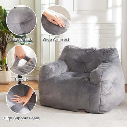 Hobestluk Bean Bag Chair for Adult Small Bean Bag Chairs with Arms Furry Beanbag Chair with Foam