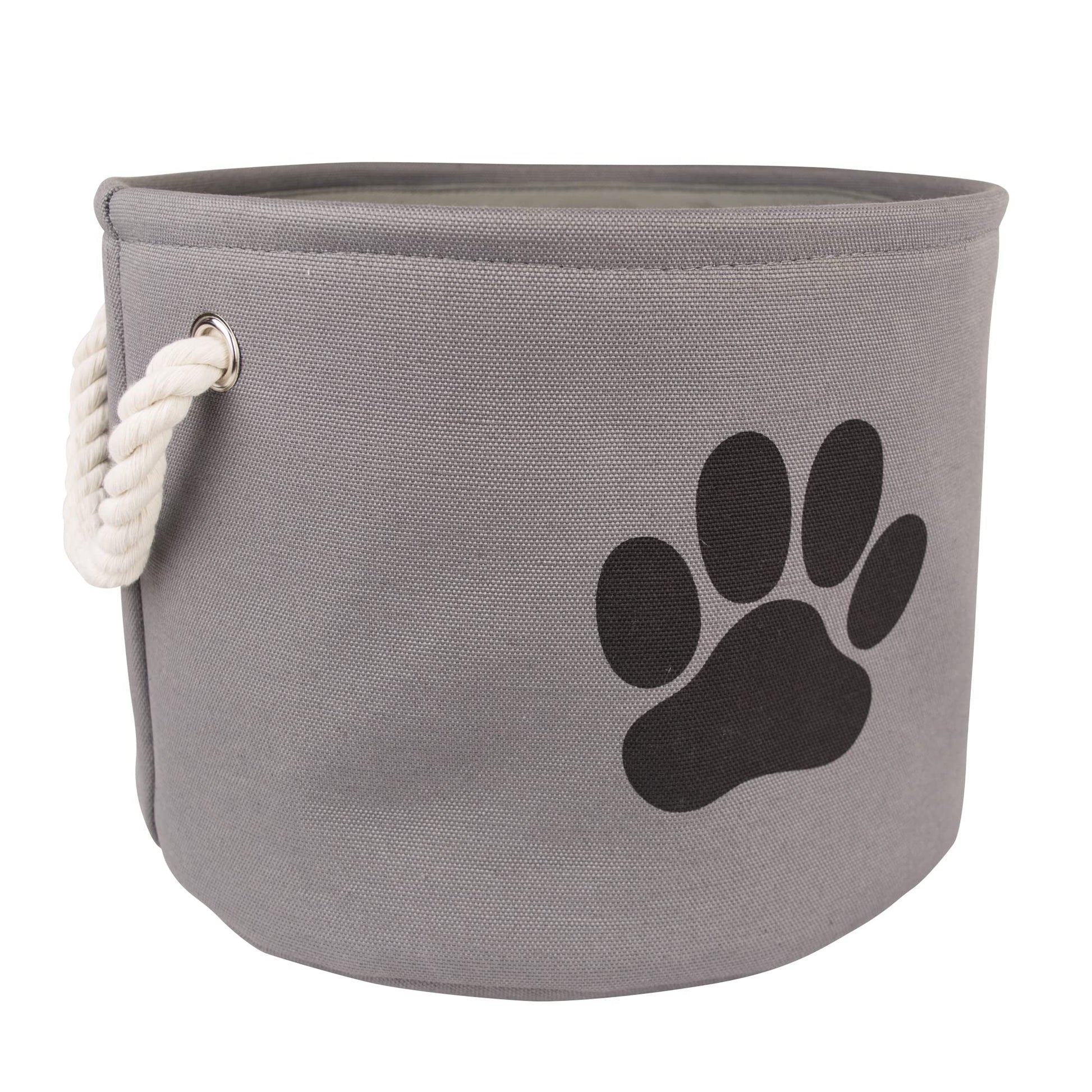 Bone Dry Pet Storage Collection Collapsible Bin, Small Round, Gray