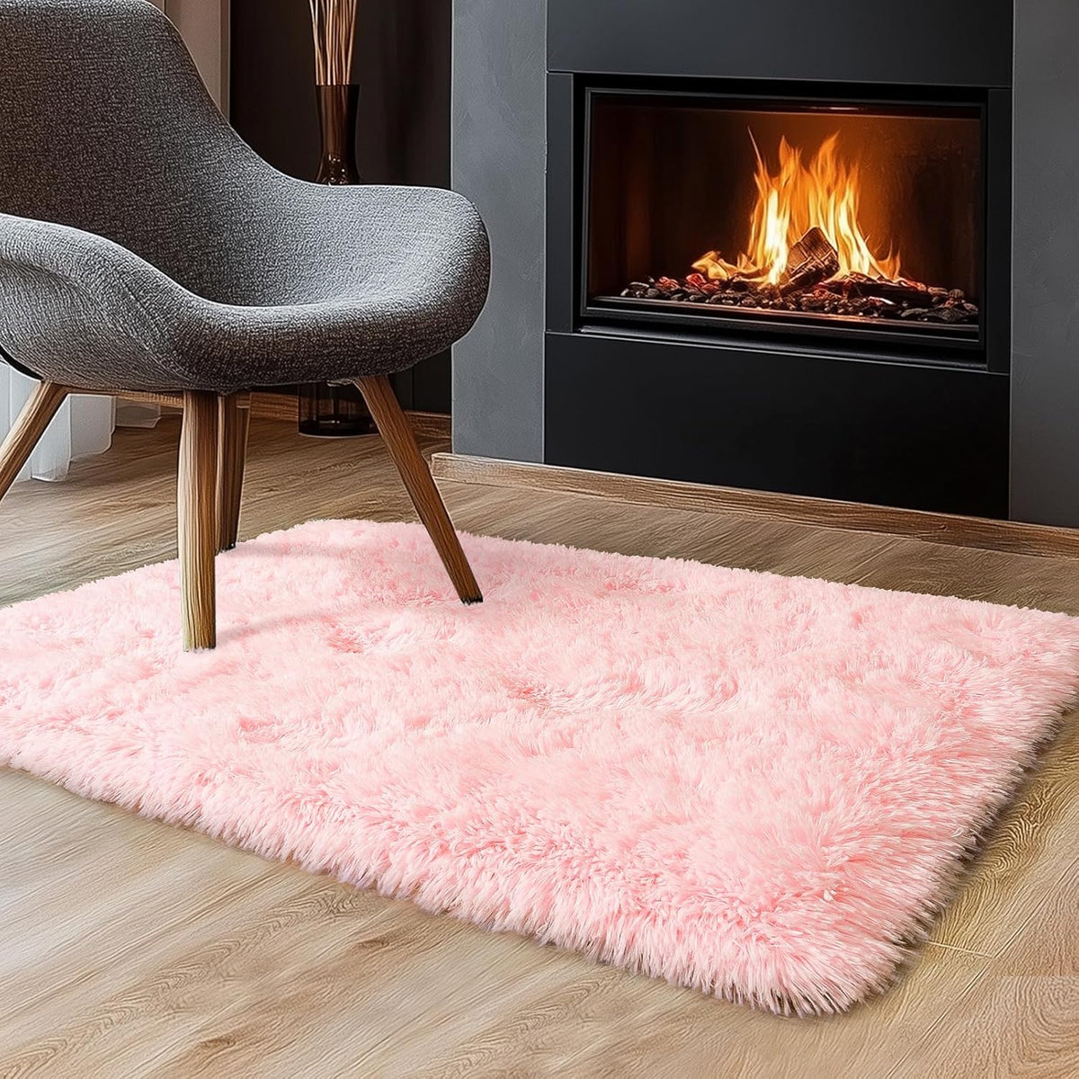 Rezutan Pink Super Soft Rug for Girls Bedroom 2x3 Feet, Fluffy Shag Area Rugs for Living Room