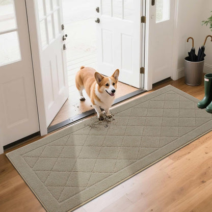BEQHAUSE Dirt Trapper Door Mat 24" x 60", Doormat Non-Slip Entryway Rugs Washable, Dog Door Mat