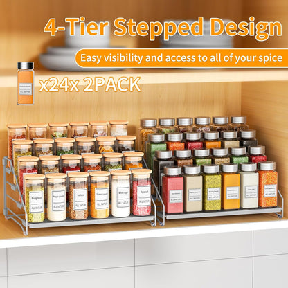RCHYFEED 4 Tier Spice Rack Organizer, Spice Organization for Cabinet,Pantry, Countertop,Tiered