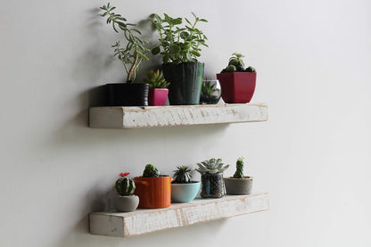 Urban Legacy Reclaimed Barnwood Planks | Floating Shelves for Wall w/Flush Mount Shelf Bracket Set
