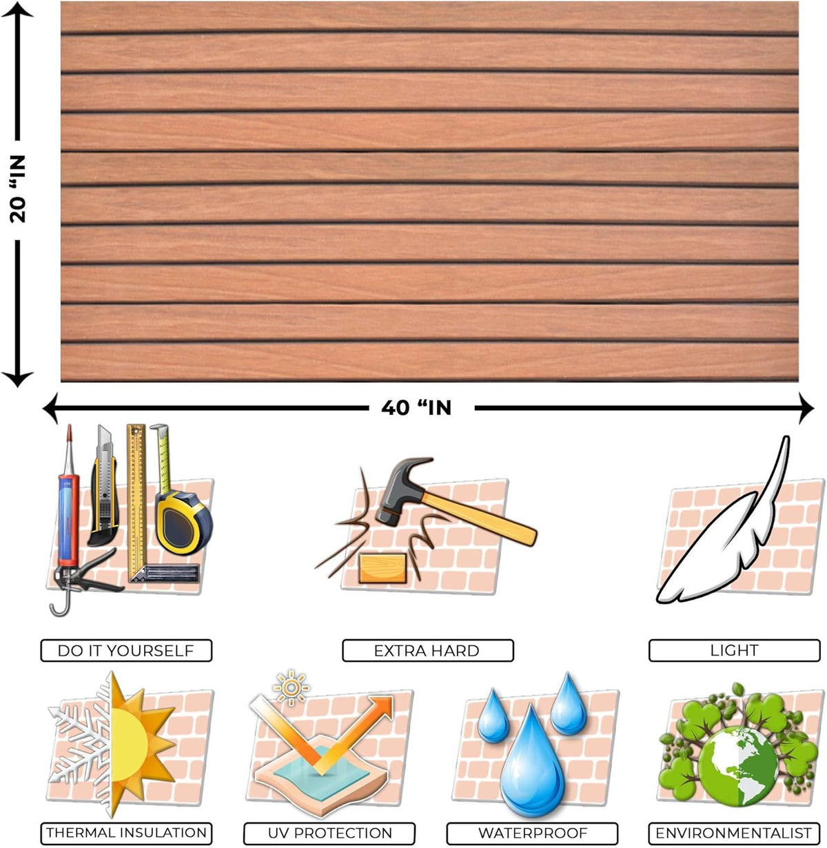 IZODEKOR 3D Wood Effect Wall Panels - Faux Wood Paneling for Living Room, Kitchen, Bathroom and