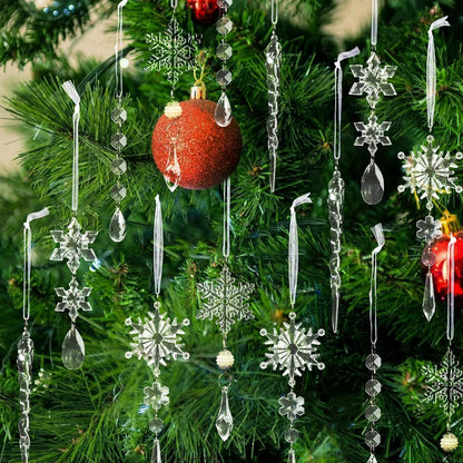 Christmas Tree Decoration Crystal Ornaments - 32pcs Acrylic Christmas Ornaments Snowflake Icicle