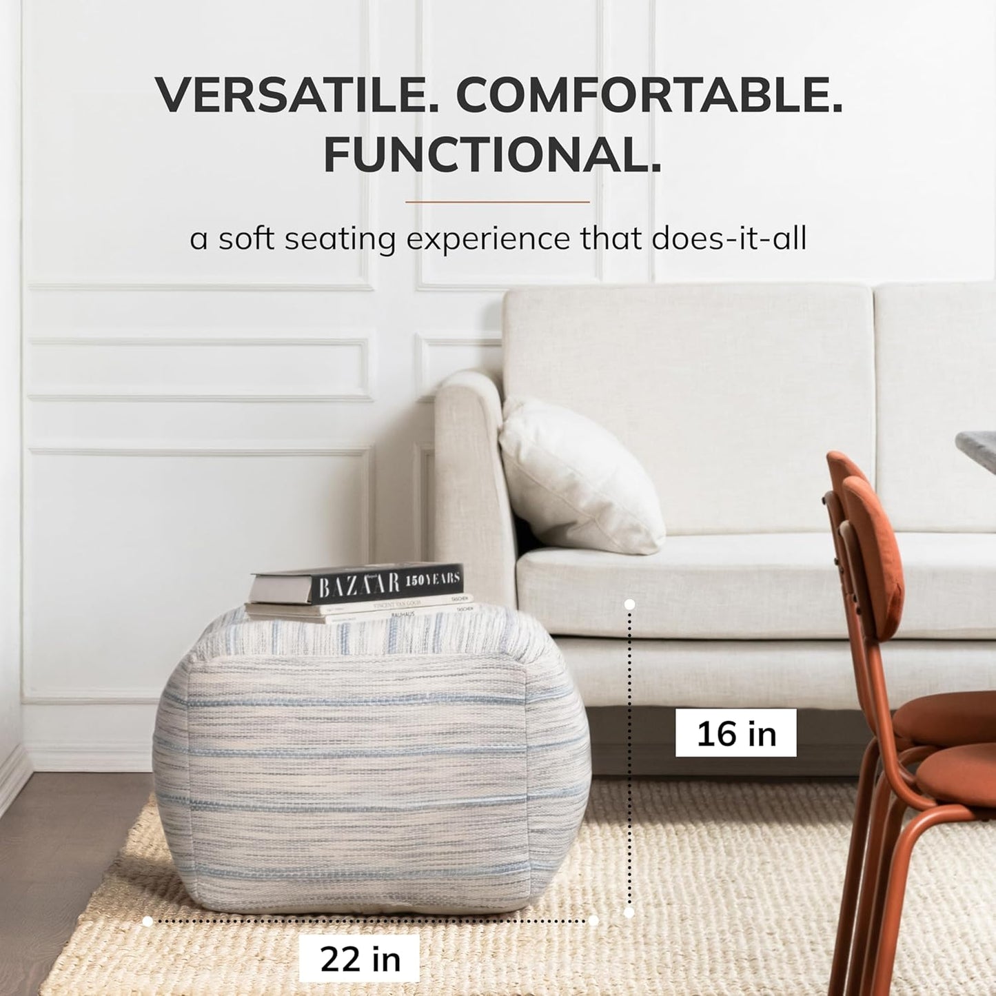 Anji Mountain 22"x22"x16" Handmade & Handcrafted Ottoman Pouf Comfortable Pouf Ottoman Foot Rest &