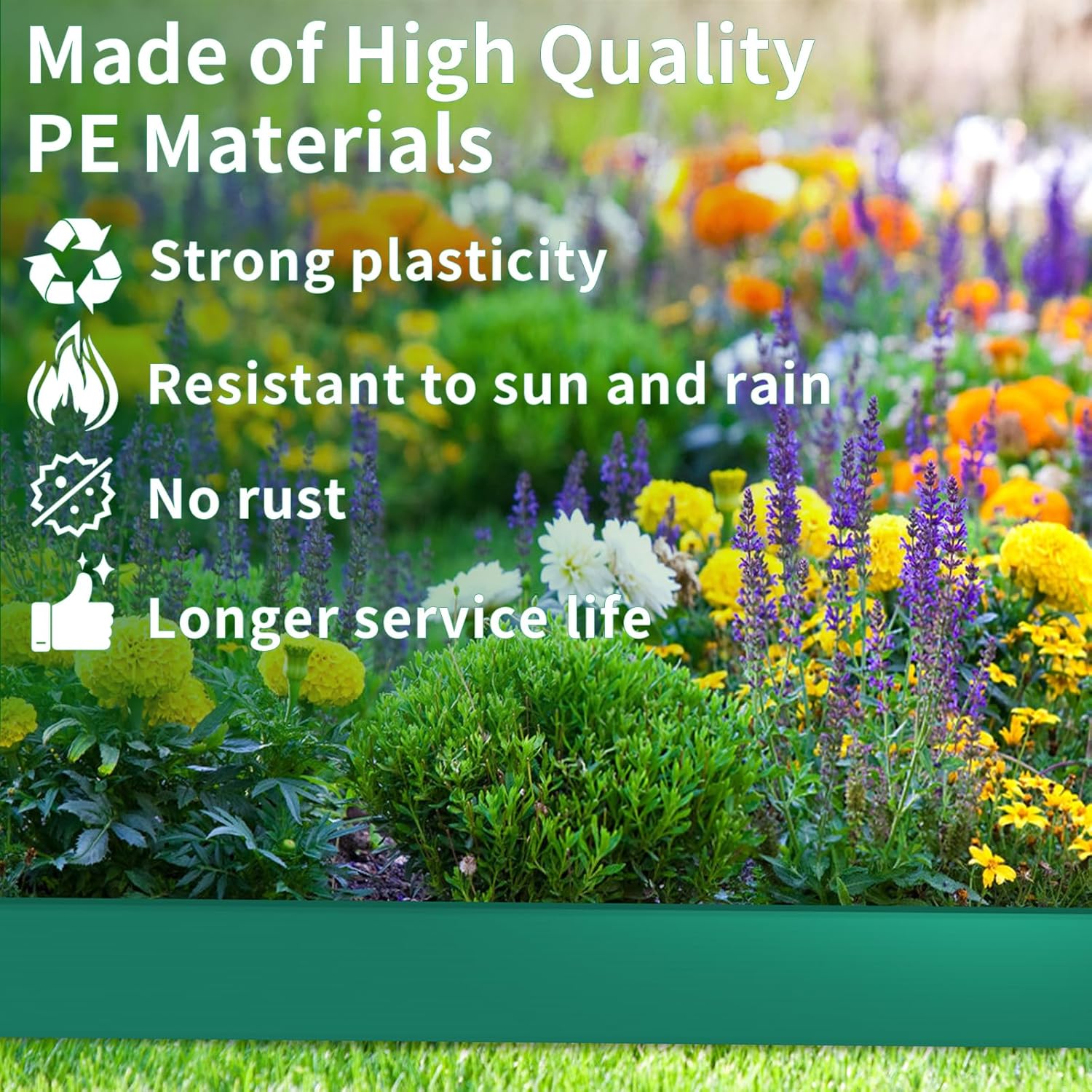 4 in x 50 Ft Garden Landscape Edging, No Dig Garden Edging Border Kit with 92 Pcs Spikes for Flower