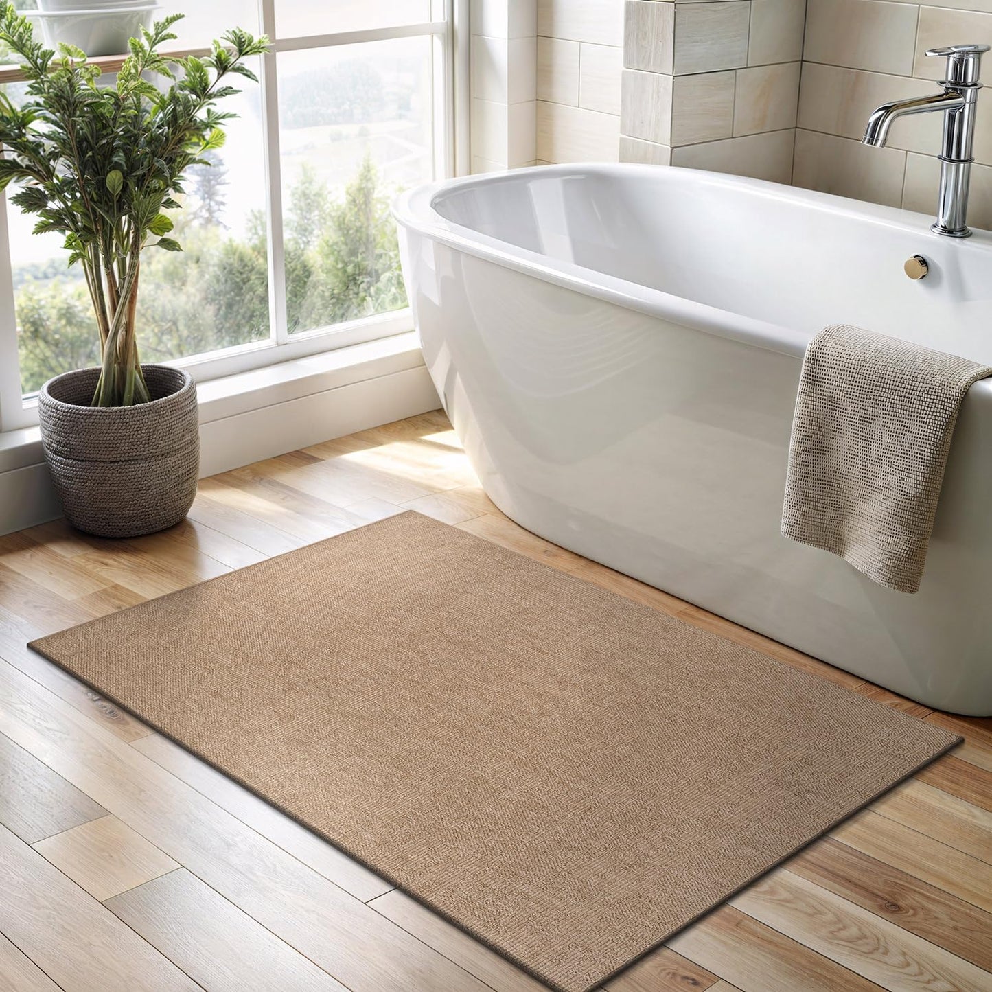 CAMILSON Easy Jute Rug 2x3, Indoor Outdoor Natural Color Fiber Area Rugs for Living Room and