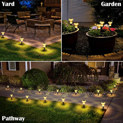 Solar Lights Outdoor Pathway Waterproof 8 Pack Warm White LED Acrylic Mushroom Decorative Garden