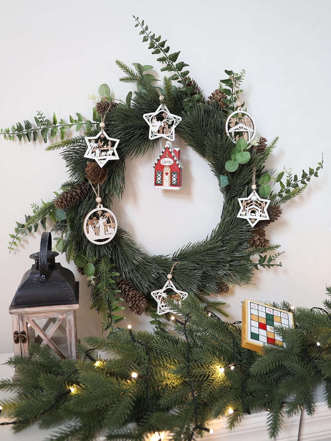 18Pcs Nativity Christmas Tree Ornaments Set, Wooden Nativity Scene Ornament, Religious Gift for