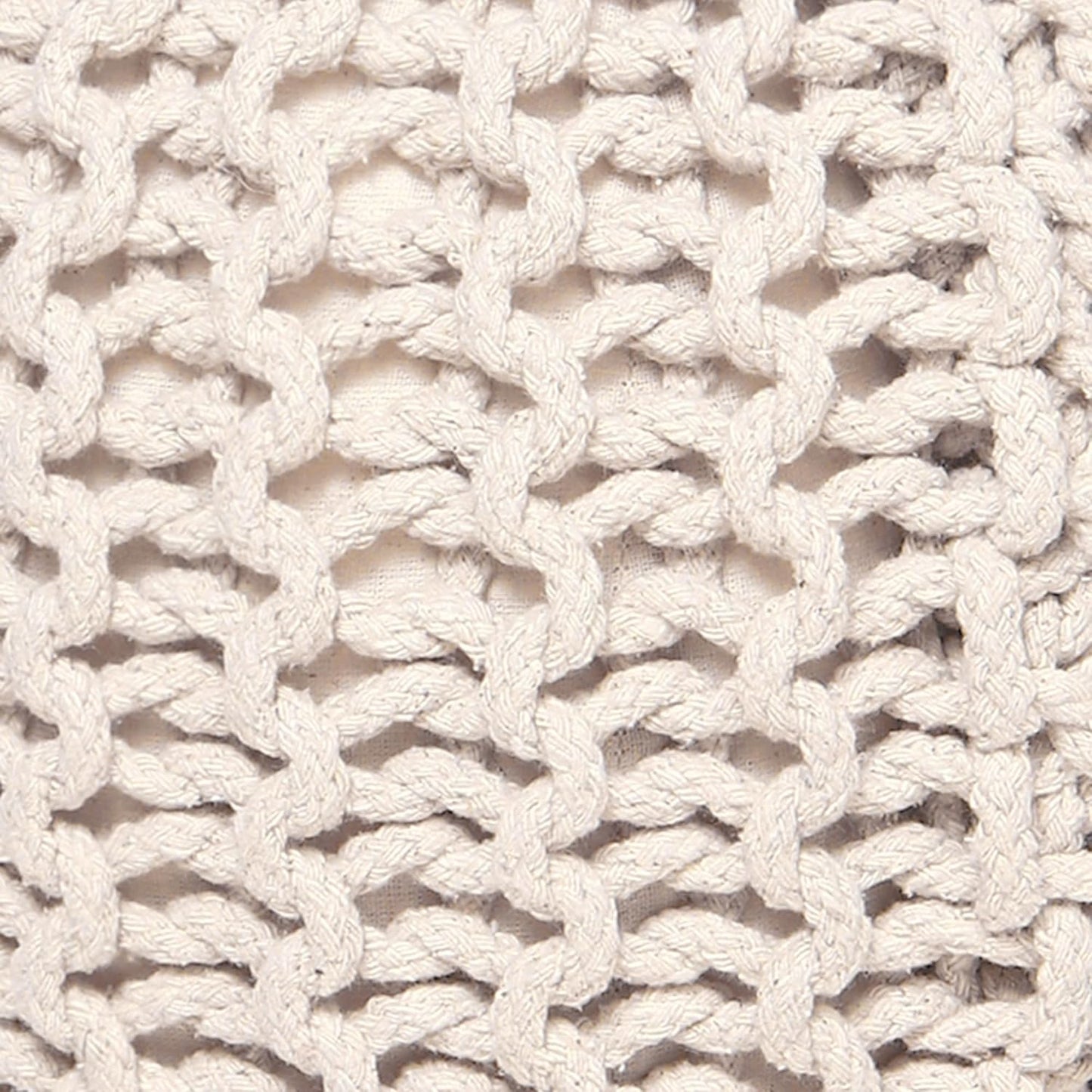 REDEARTH Round Pouf Ottoman - Cable Knitted Boho Poof - Home Décor Cord Pouffe Handmade Circular