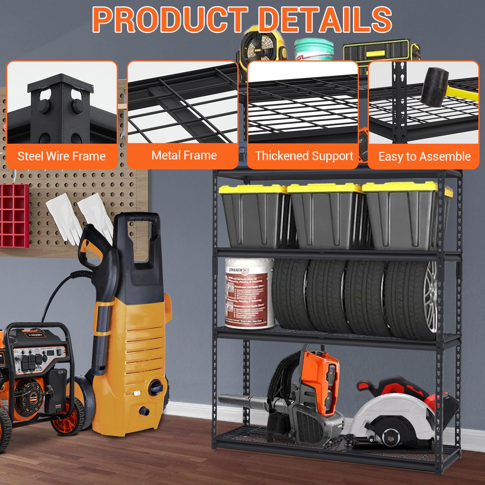 Towallmark Heavy Duty Storage Shelves 48 * 18in, 5 Tier Garage Storage Shelving, Adjustable Metal