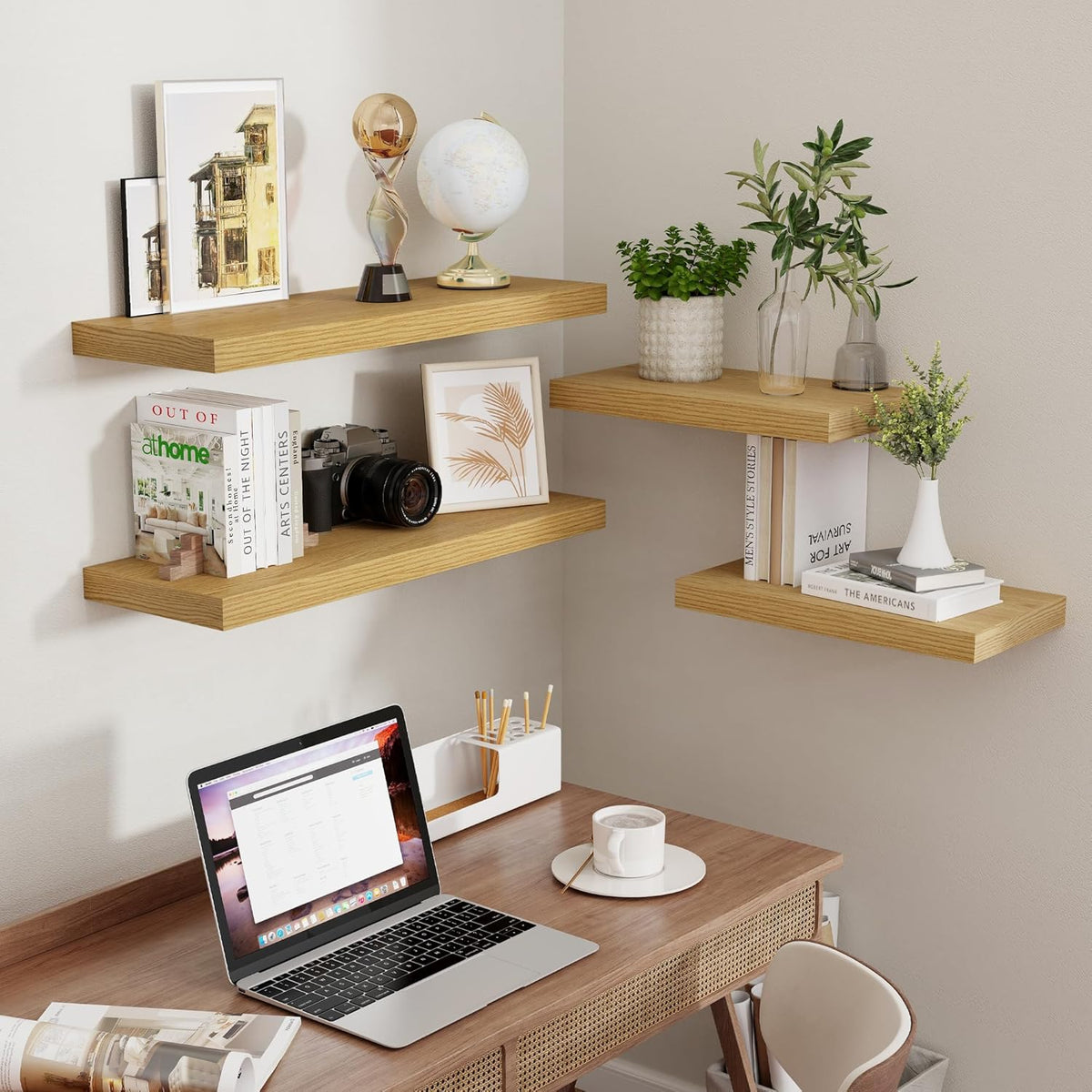Rustic Wood Floating Shelves 32 Inch Long, 9 Inch Deep Wall Shelves for Home Decor, 32 x 9 Floating