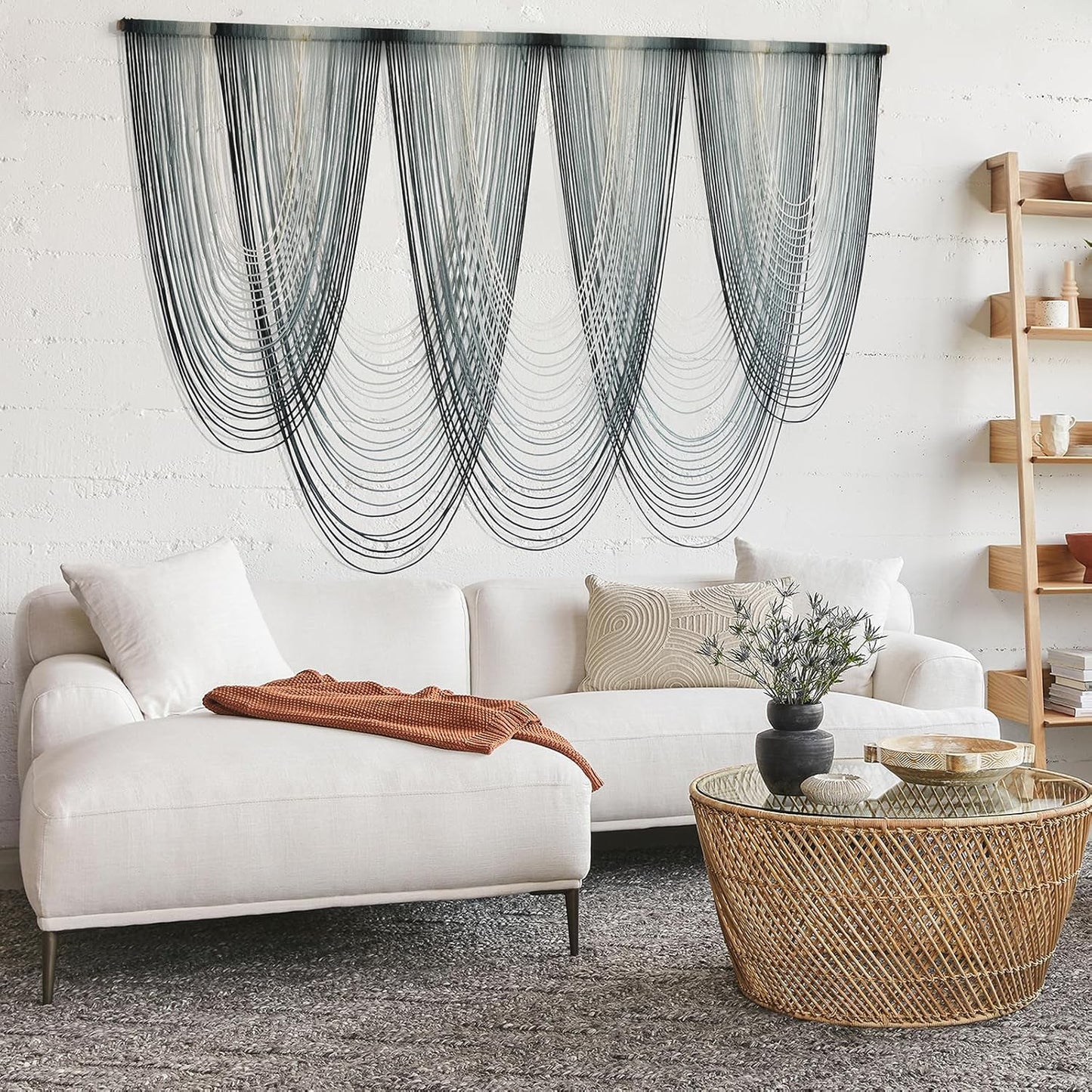 IOWER Large Macrame Wall Hanging Dip-Dyed Macrame Wall Decor Boho Wall Decor Craftsmanship Fiber