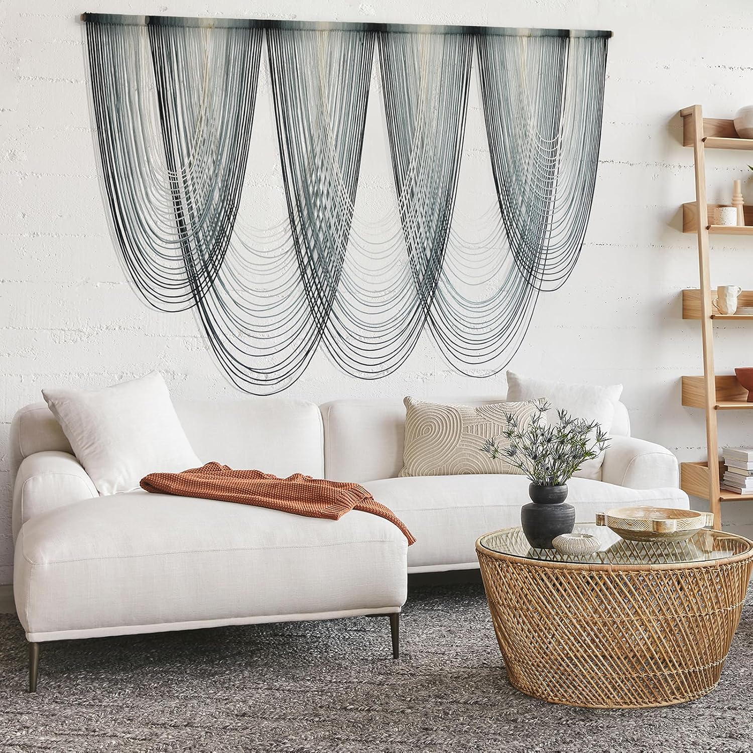 IOWER Large Macrame Wall Hanging Dip-Dyed Macrame Wall Decor Boho Wall Decor Craftsmanship Fiber