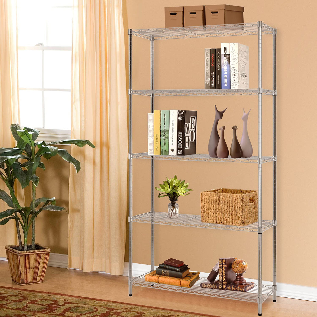 5 Tier Wire Shelving Unit 72"x36"x14"Storage Shelves Metal Wire Shelf Storage Rack Adjustable