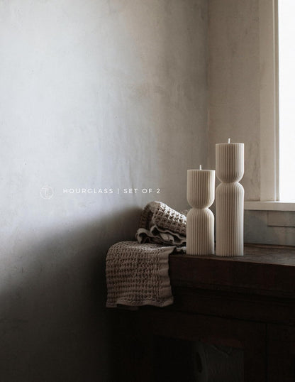LAWA Hourglass Pillar Candle - Large Beautiful Handmade Pillar Scented Soy Wax Elegant Bubble