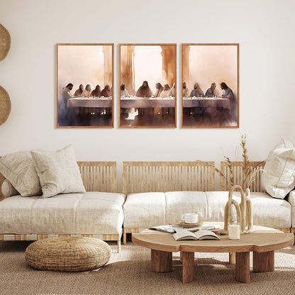 Aurlan Jesus Last Supper Bible Story Wall Art(16"x24"), 3PCS Boho Christ Christian Easter Gifts