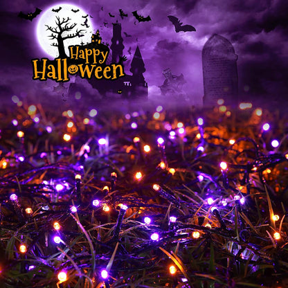 Joomer 2 Pack Orange Purple Halloween Solar String Lights Total 144 FT 400 LED 8 Modes Waterproof