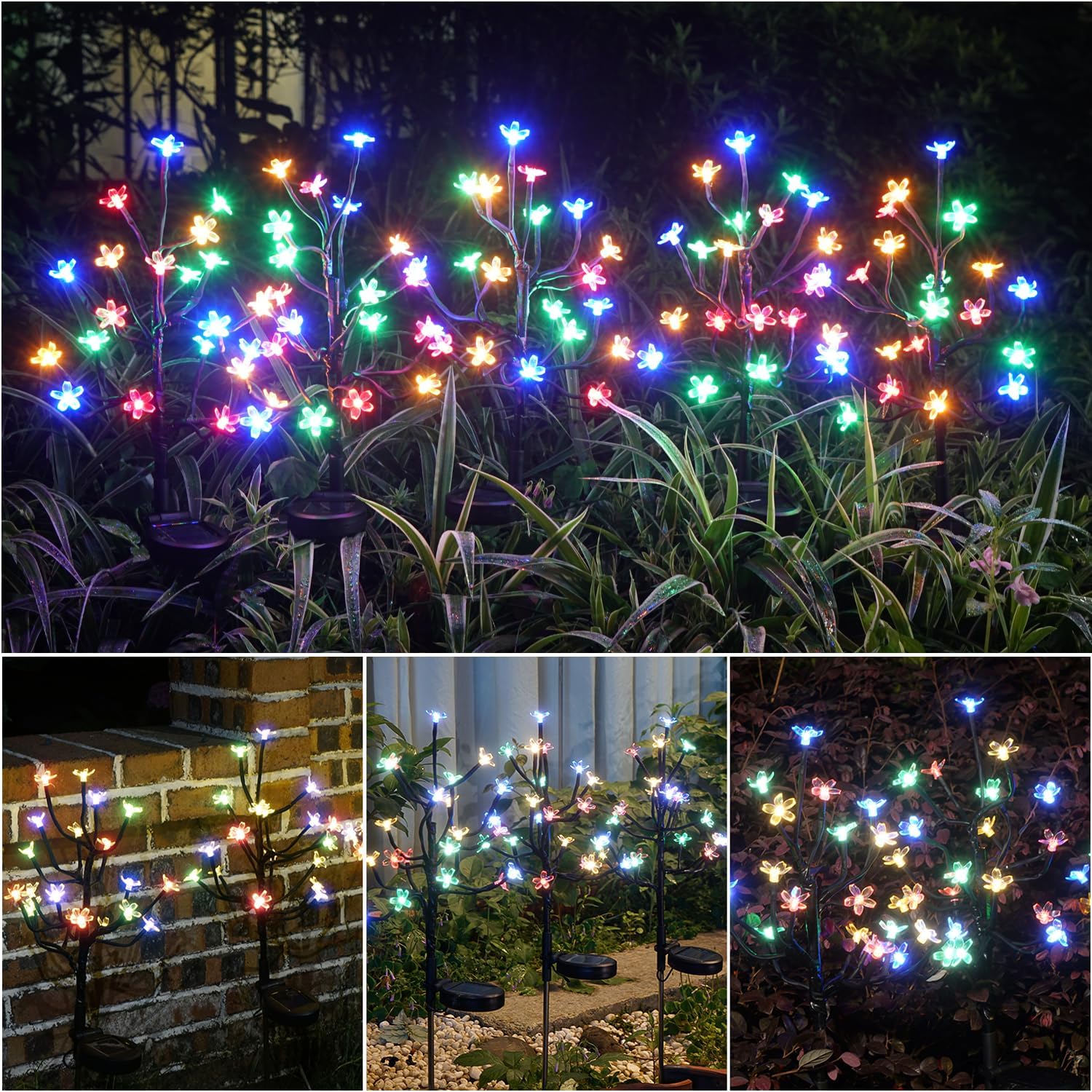 Solar Garden Lights Waterproof, Solar Outdoor Lights Decorative 8Pack, 160Led Solar Powered Flowers