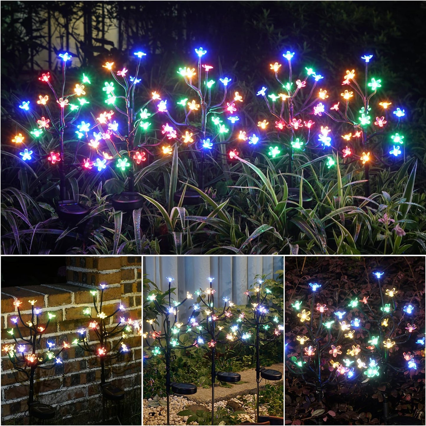 Solar Garden Lights Outdoor,Waterproof Solar Lights for Outside Decorative 4Pack, 80Led Flowers