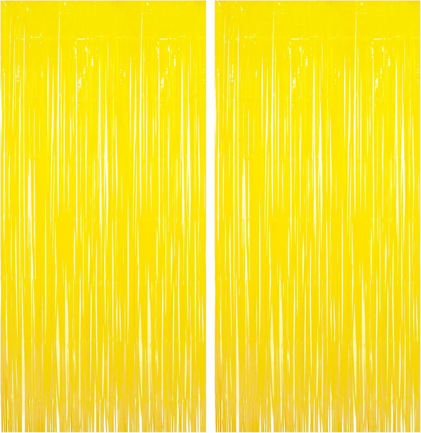 BRAVESHINE Foil Fringe Curtain Backdrop - 2 Pack Yellow Tinsel Photo Booth Backdrop Party Streamers