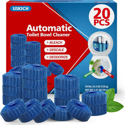 USKICH Toilet Bowl Cleaner Tablets 20 PACK, Bathroom Automatic Toilet Tank Blue Cleaners with