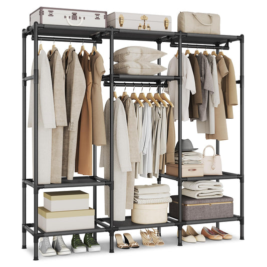 SONGMICS Clothes Rack,72 Inch Large Capacity Portable Closet, Heavy Duty Wardrobe Closet Organizer