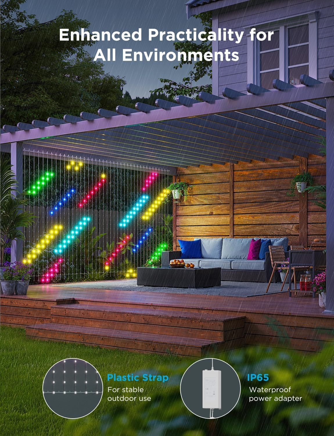 Govee Curtain Lights 2, 520 LEDs, Smart LED Curtain Light with DIY GIF AIGC, Non-Splicable, RGBIC