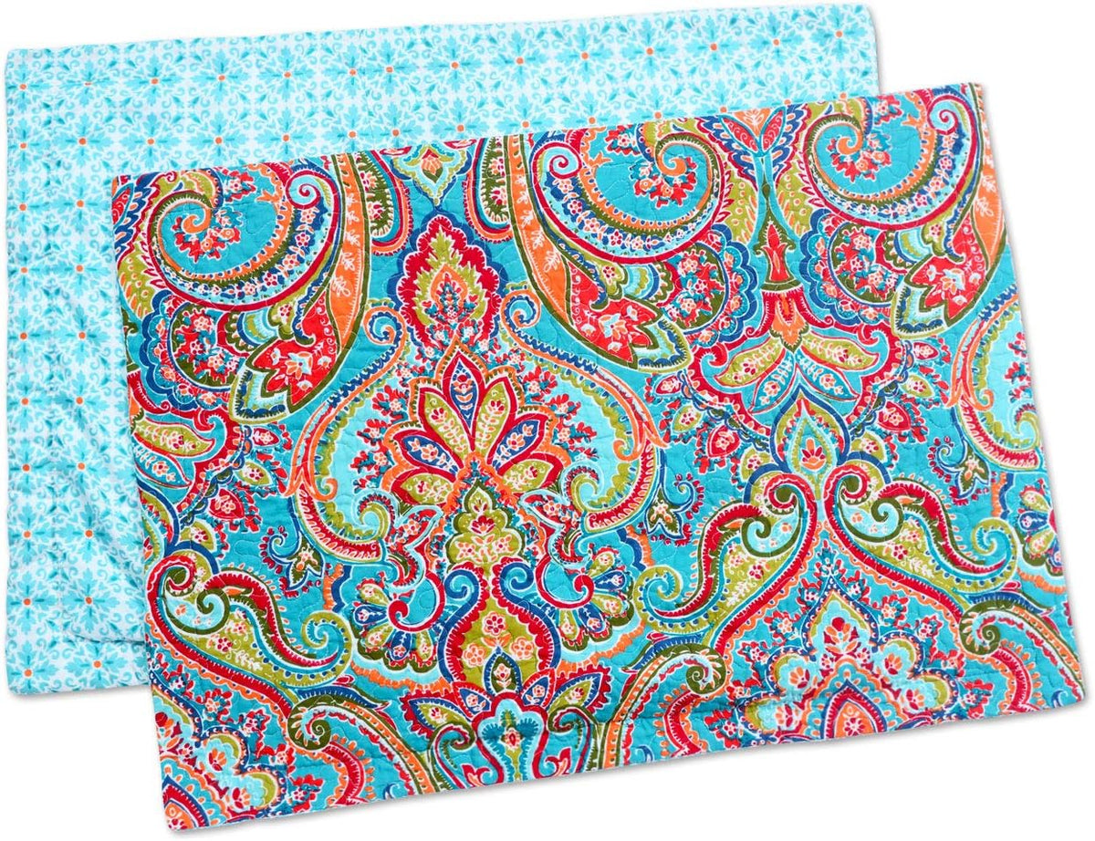 NEWLAKE Quilted Cotton Bed Pillowcases,European Gorgeous Floral Pattern, 2 Pieces, 20x36 Inch