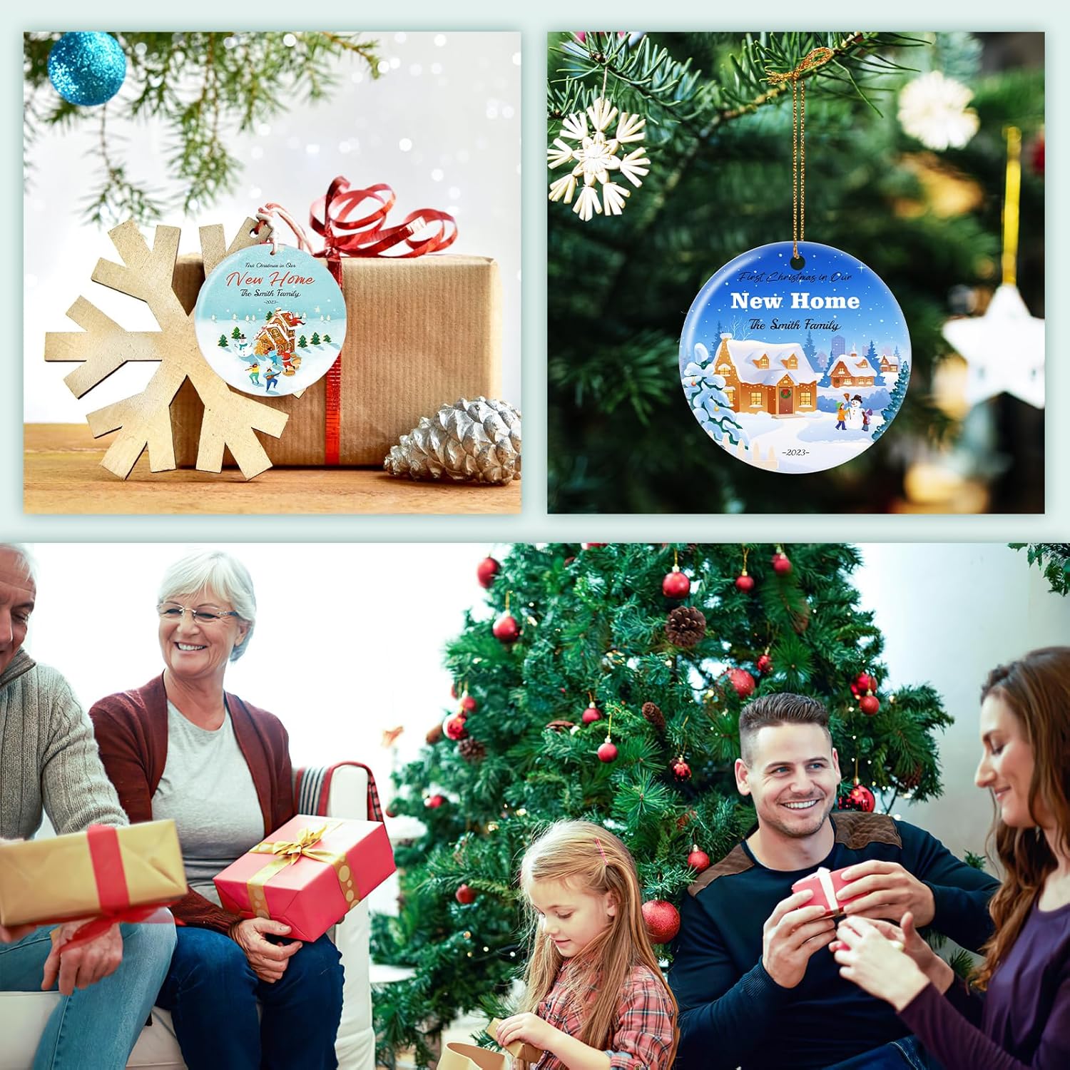Personalized First Christmas in Our New Home Hanging Ornament 2025, Ceramic Custom Photo Ornament