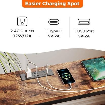 SUPERJARE 70 Inch Console Table with Outlet, Sofa Table with Charging Station, Narrow Entryway
