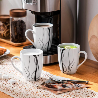 VEWEET Ceramic Coffee Mugs Set of 6, 11 OZ Coffee Cups Set with Handle, White Mugs Set Porcelain