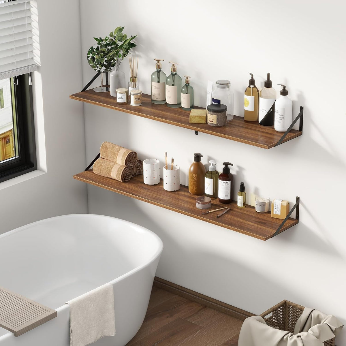 Fun Memories Deep Floating Shelves, 55W x 12D Floating Shelves for Wall, Wood Floating Shelf with