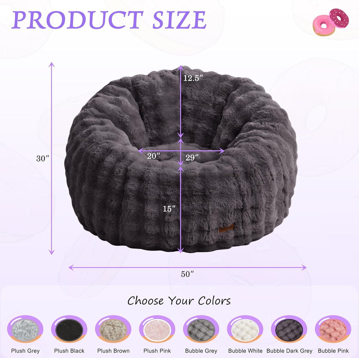 Hobestluk Bean Bag Chair Oversized Bean Bag Chair for Adults Donut-Shaped Large Bean Bag with