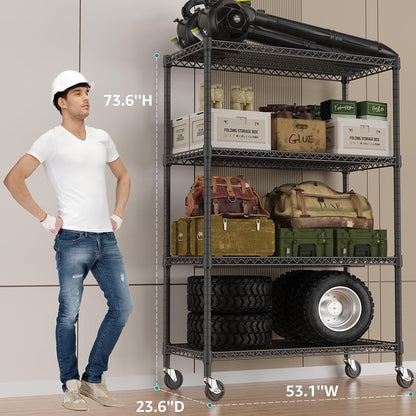 IZEUK Garage Shelving Wide Storage Shelves 4 Tier Metal Shelves 3200 LBS Heavy Duty Adjustable